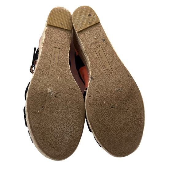American Eagle Black Suede Upper Espadrille Wedges Sz 8 Sandal Career Vacation - Picture 5 of 5